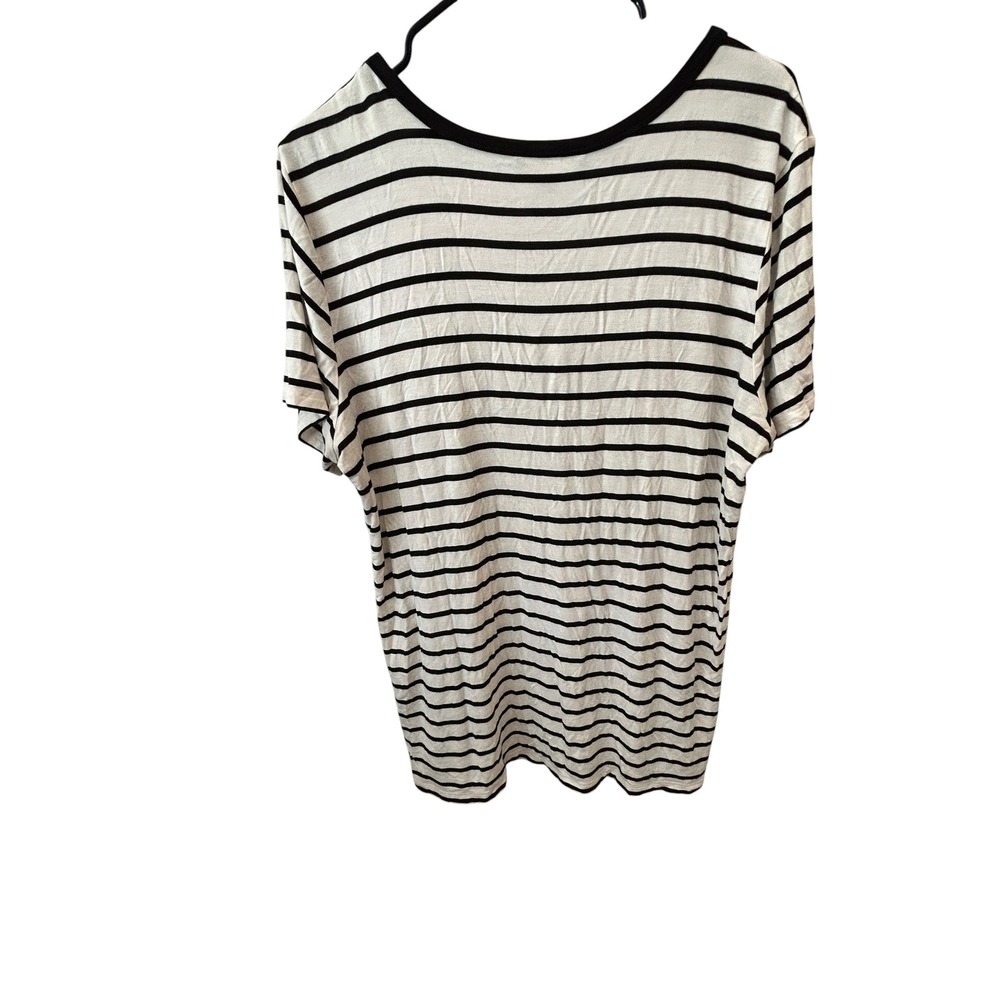 Forever 21+ Womens 1X Striped Short Sleeve Scoop Neck T-Shirt Black White
